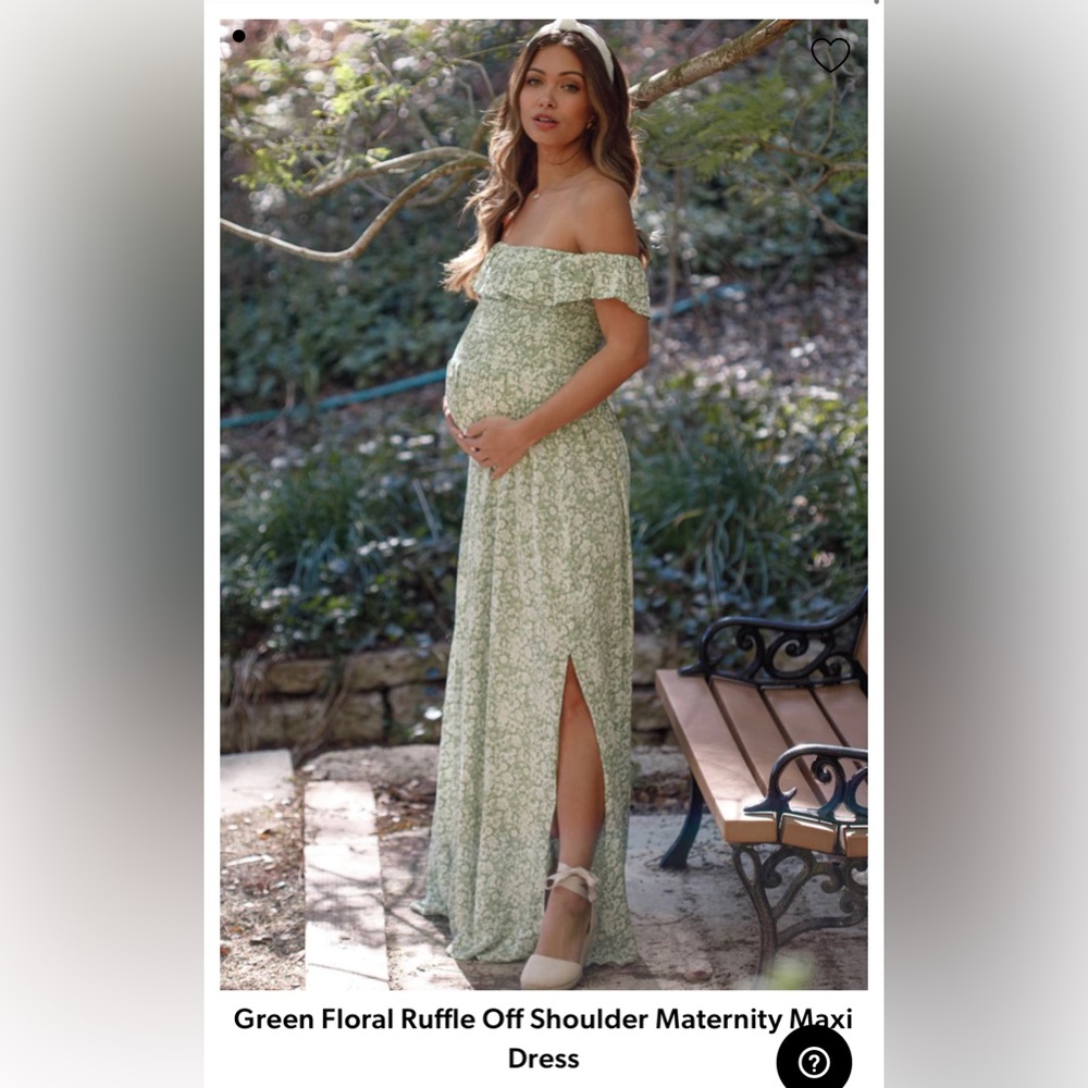 PinkBlush Maternity green floral dress // size Large